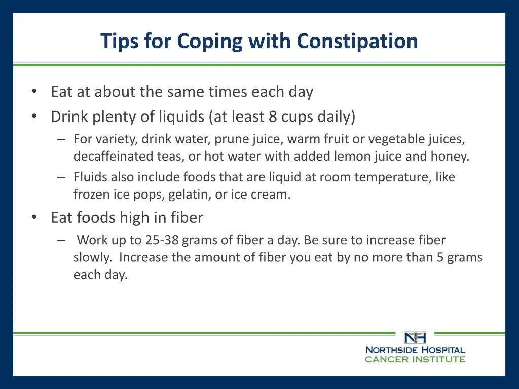 tips for coping with constipation