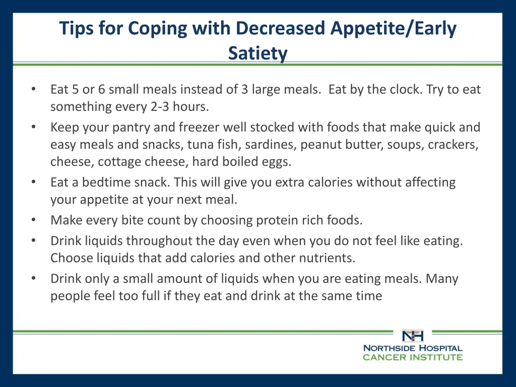 tips for coping with decreased appetite early