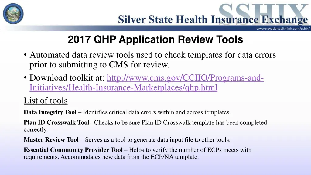 2017 qhp application review tools automated data