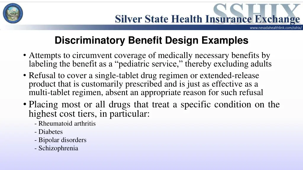 discriminatory benefit design examples attempts