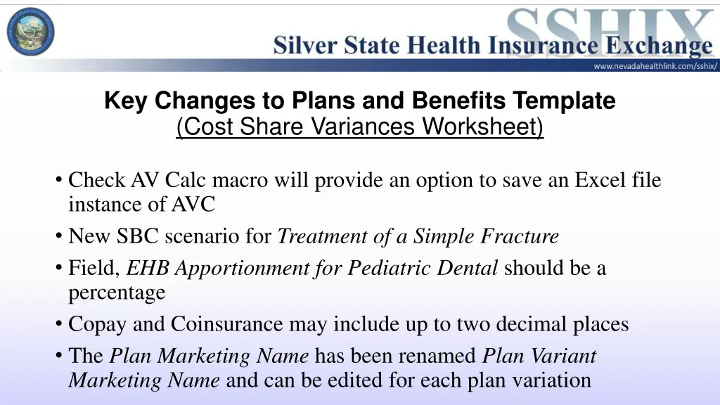 key changes to plans and benefits template cost