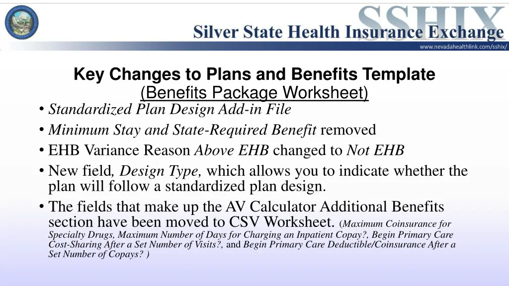 key changes to plans and benefits template