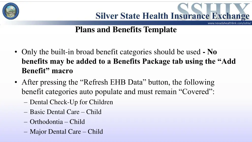 plans and benefits template