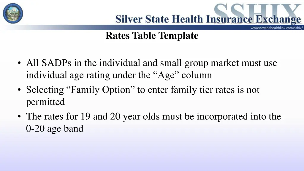 rates table template