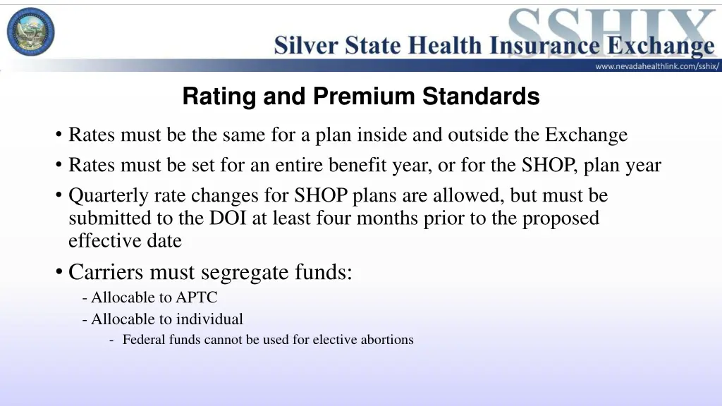 rating and premium standards