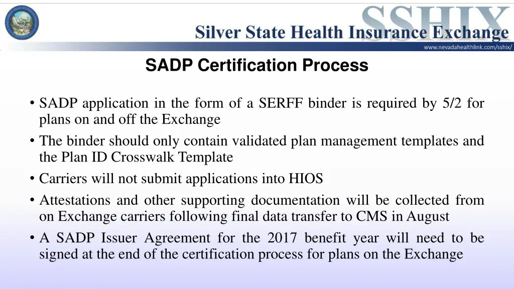 sadp certification process