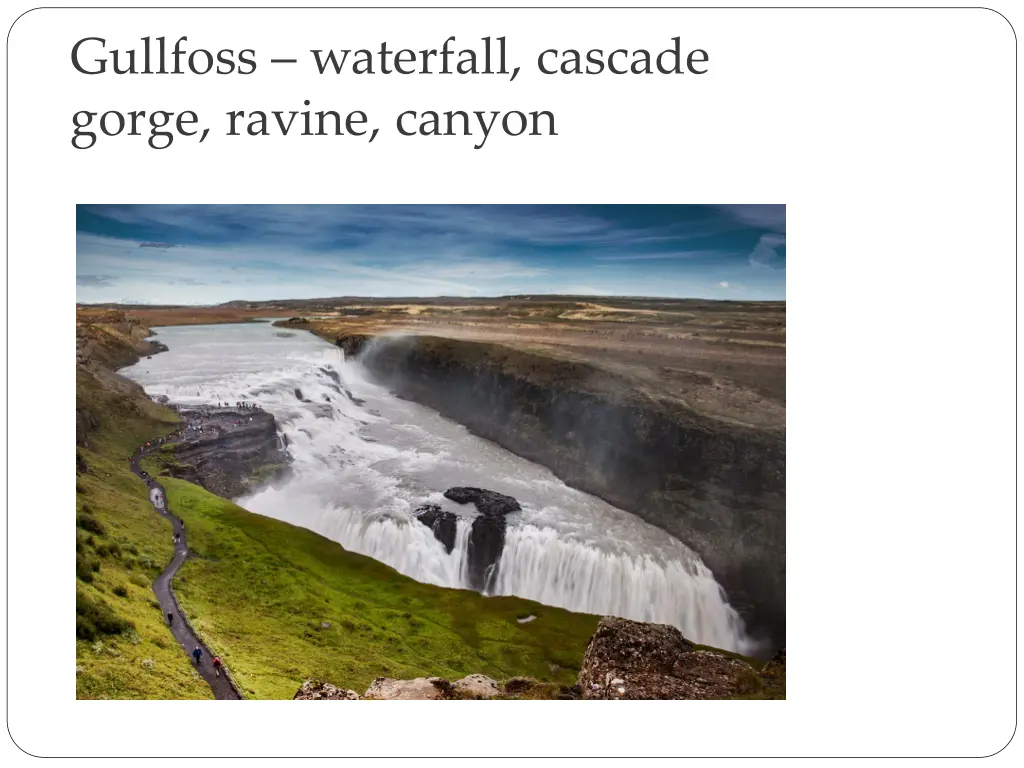 gullfoss waterfall cascade gorge ravine canyon