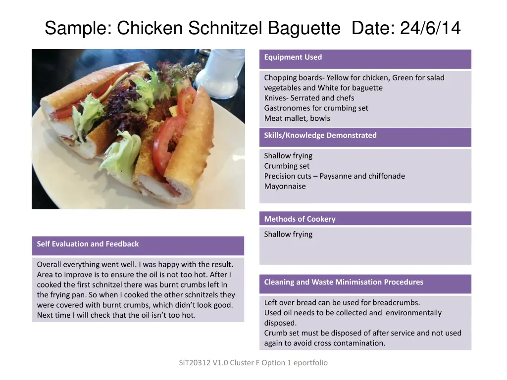 sample chicken schnitzel baguette date 24 6 14