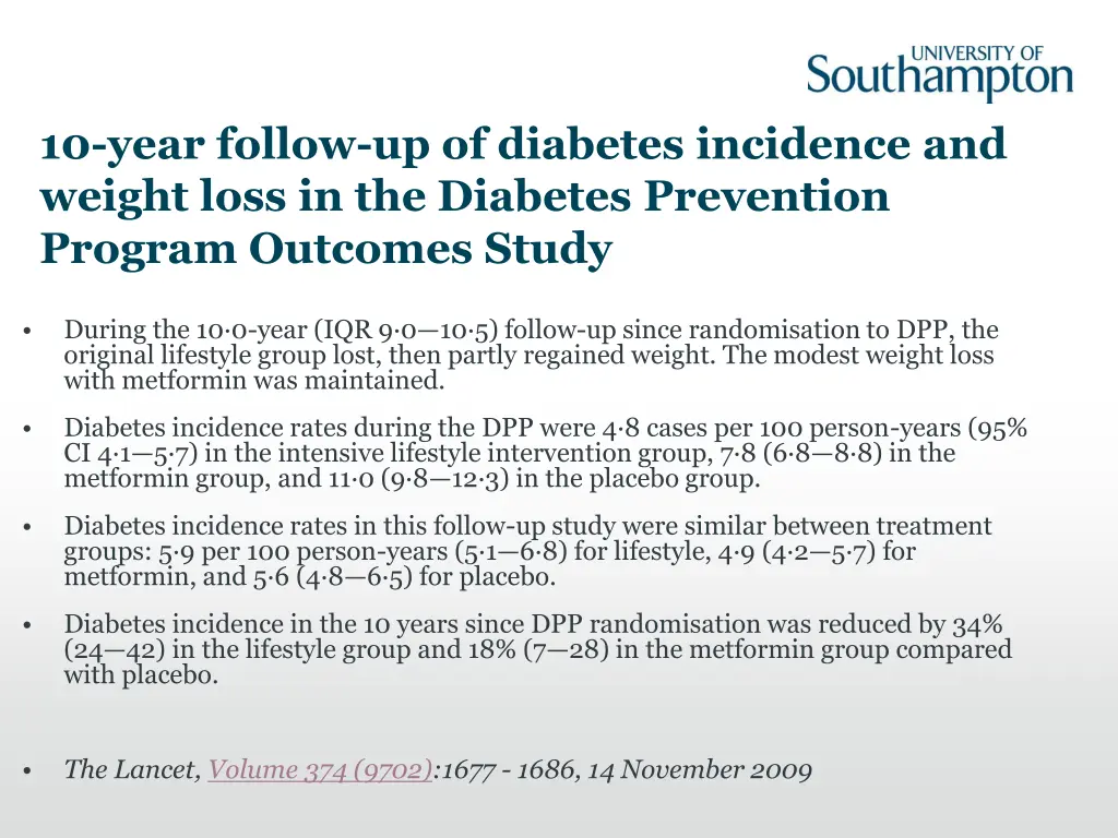 10 year follow up of diabetes incidence