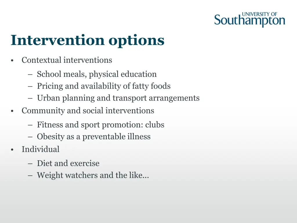 intervention options