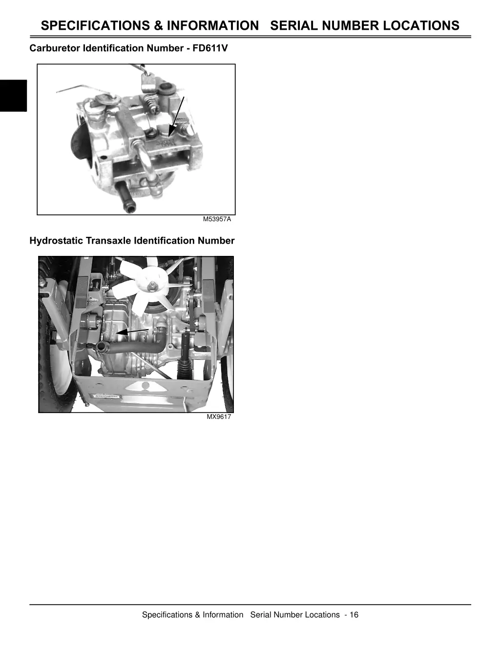 specifications information serial number locations 1