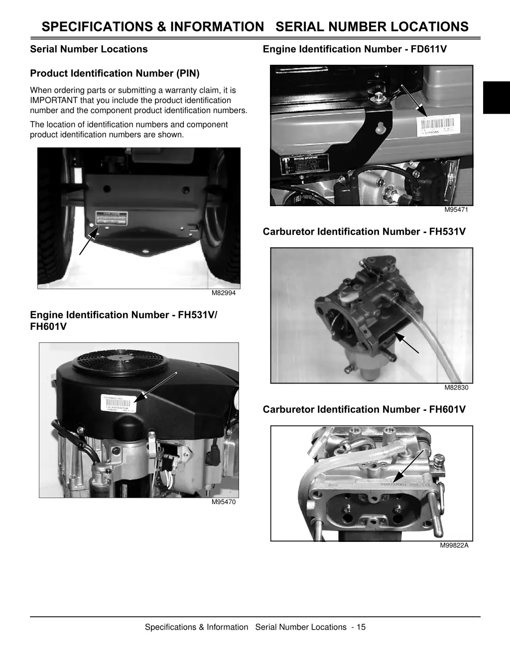 specifications information serial number locations