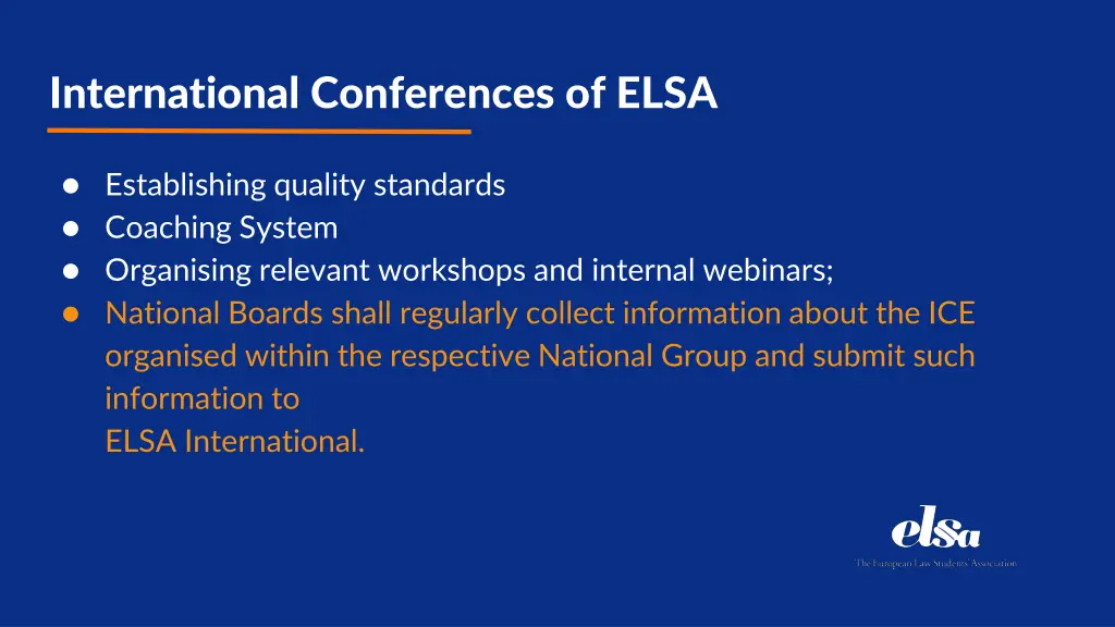 international conferences of elsa 1