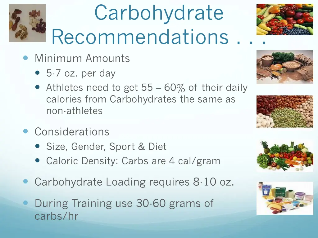 carbohydrate recommendations minimum amounts