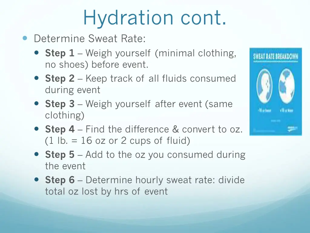 hydration cont determine sweat rate step 1 weigh