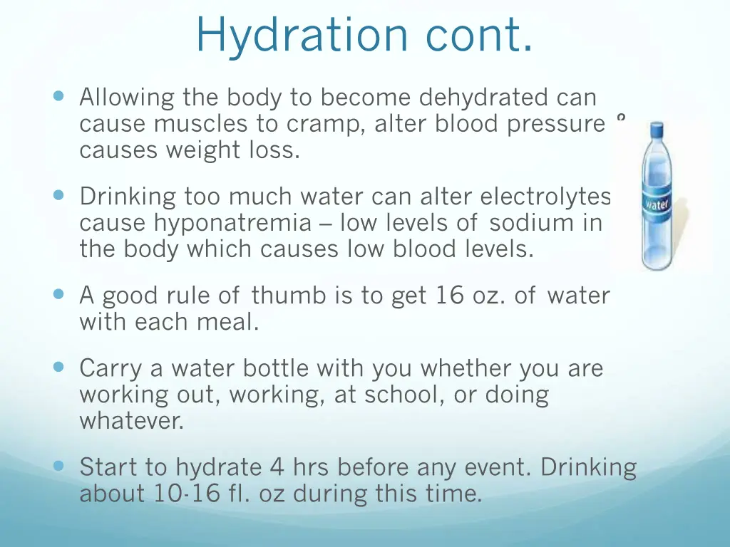 hydration cont