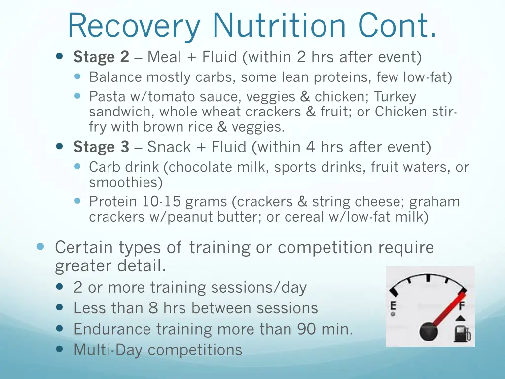 recovery nutrition cont stage 2 meal fluid within