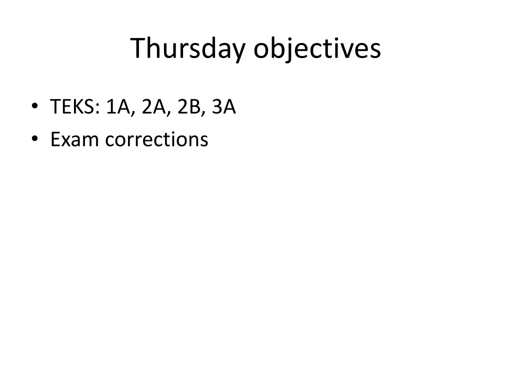 thursday objectives