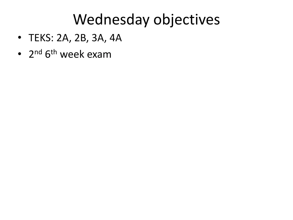 wednesday objectives teks