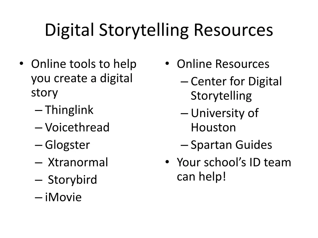 digital storytelling resources