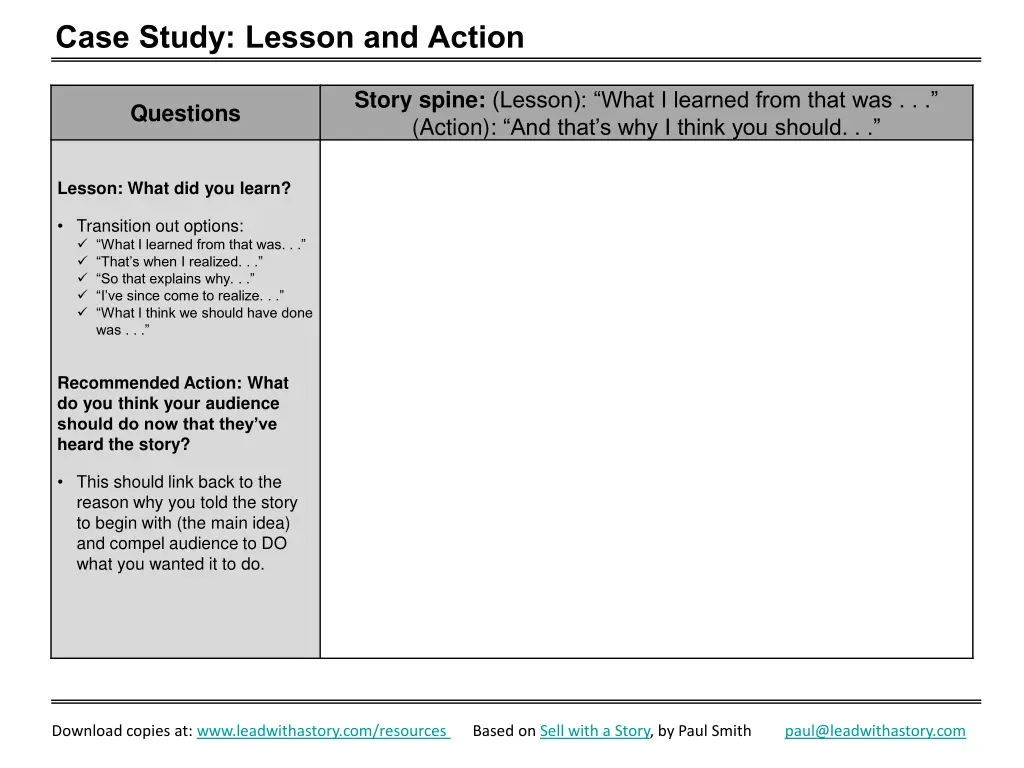 case study lesson and action