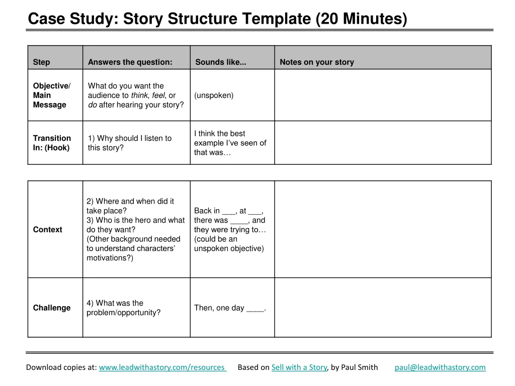 case study story structure template 20 minutes