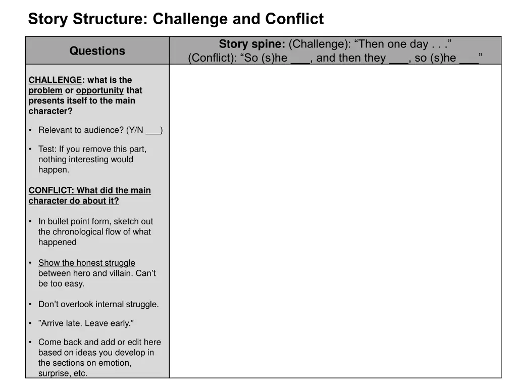 story structure challenge and conflict