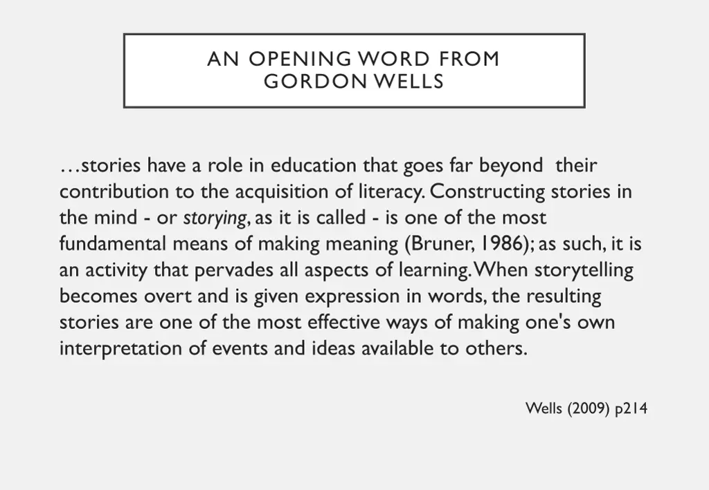 an opening word from gordon wells