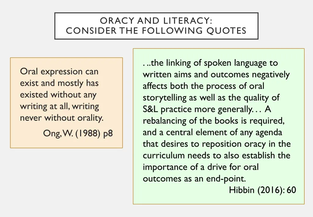 oracy and literacy consider the following quotes