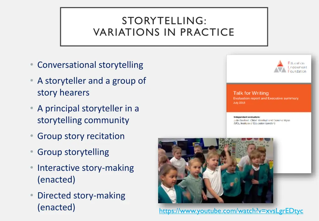 storytelling variations in practice