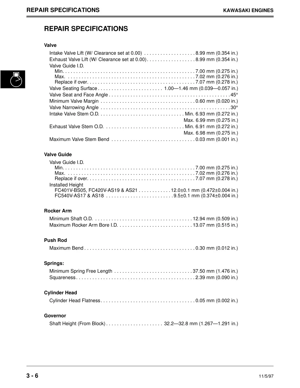 repair specifications