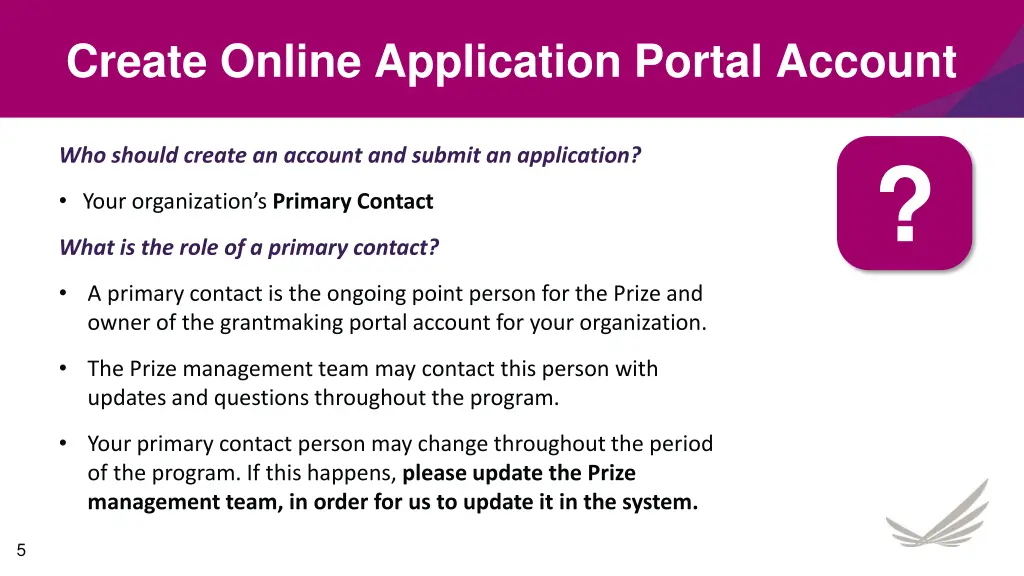 create online application portal account