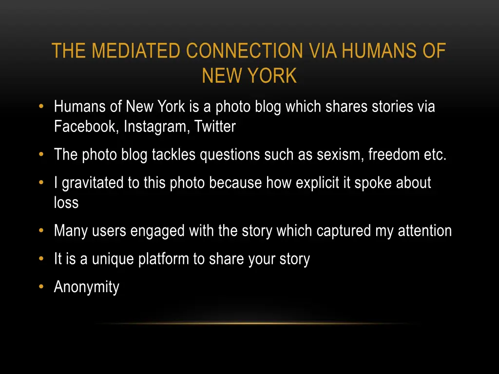 the mediated connection via humans of new york