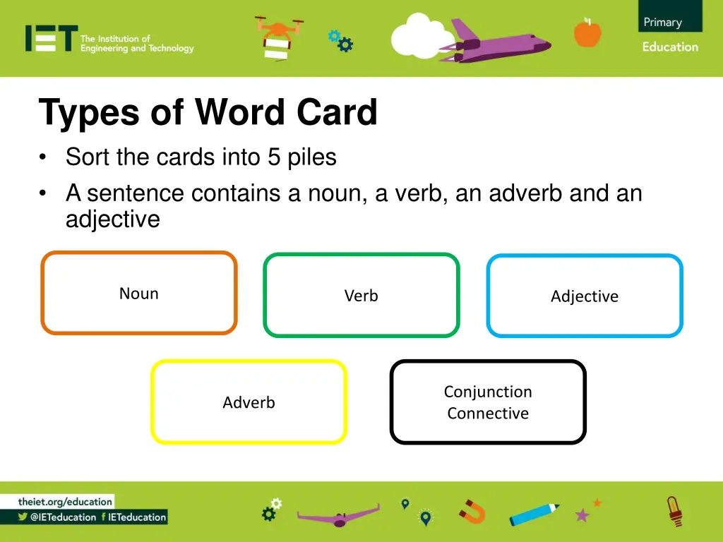 types of word card sort the cards into 5 piles