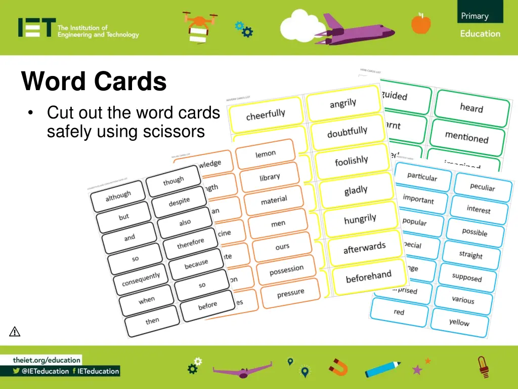 word cards cut out the word cards safely using