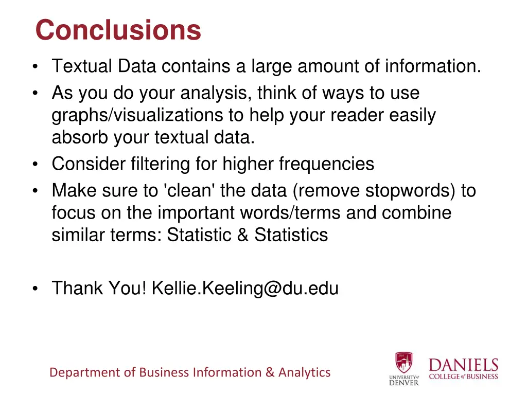 conclusions textual data contains a large amount