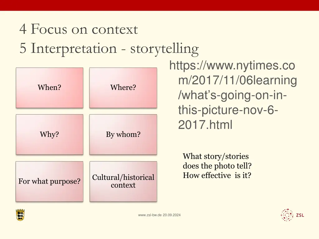 4 focus on context 5 interpretation storytelling