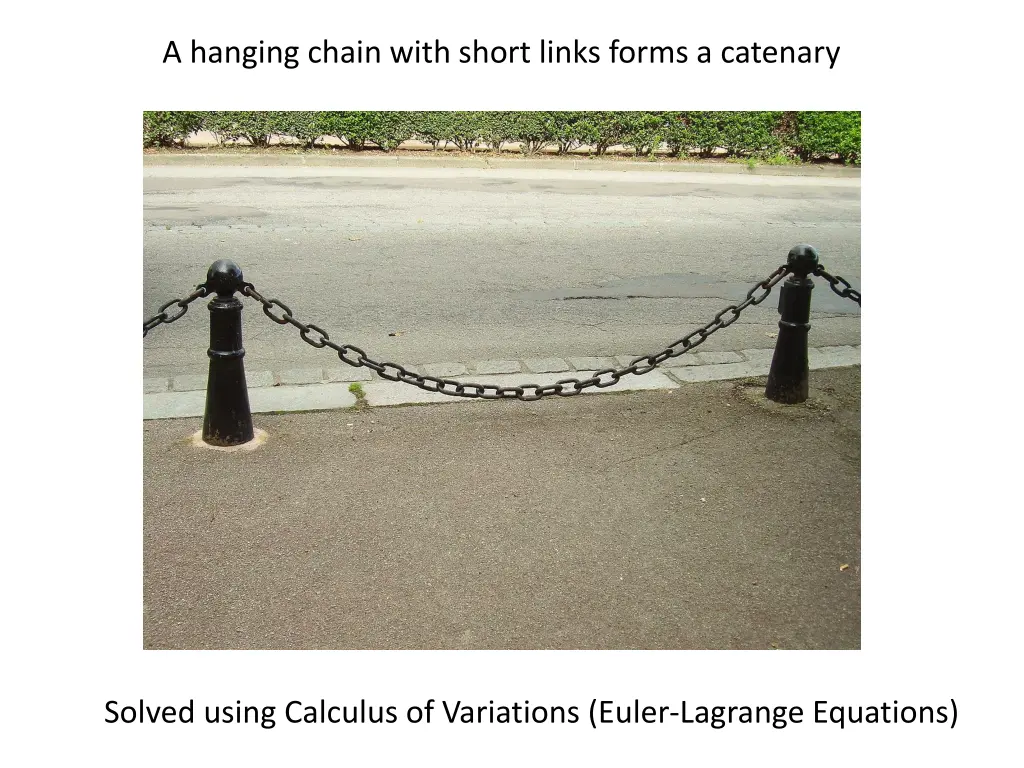 a hanging chain with short links forms a catenary