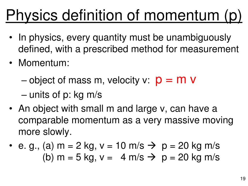 physics definition of momentum p