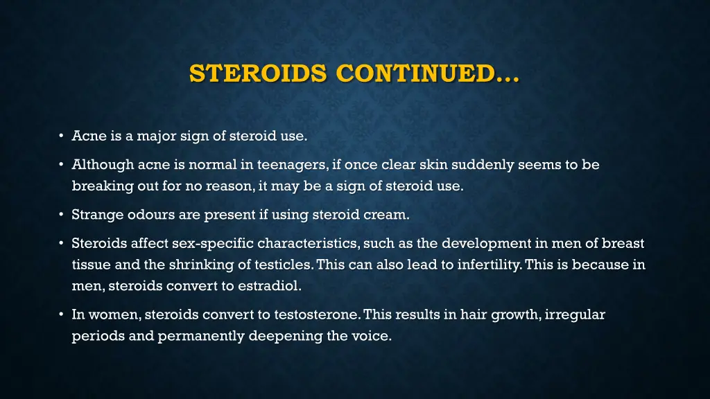 steroids continued