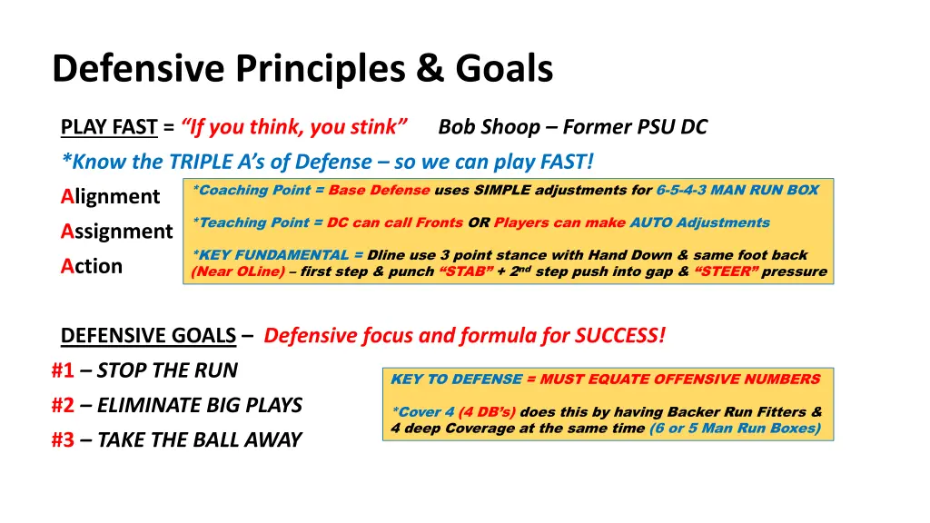 defensive principles goals