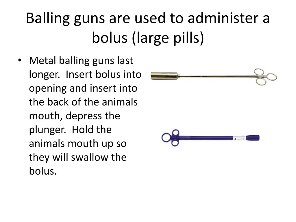 balling guns are used to administer a bolus large