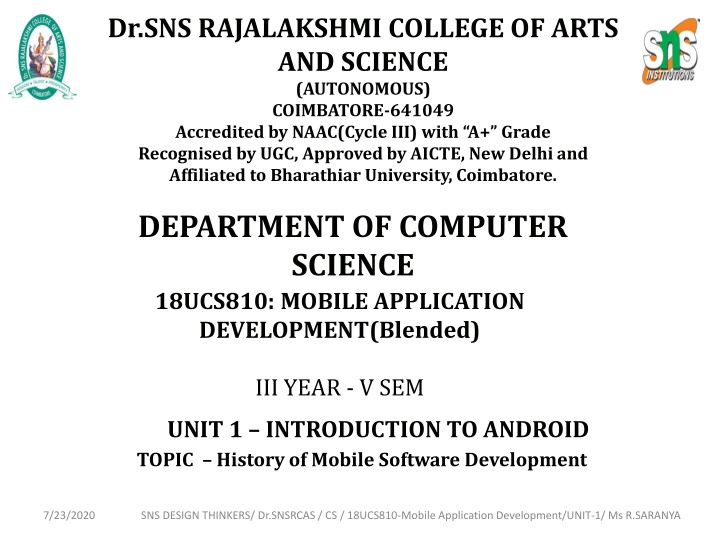 dr sns rajalakshmi college of arts and science