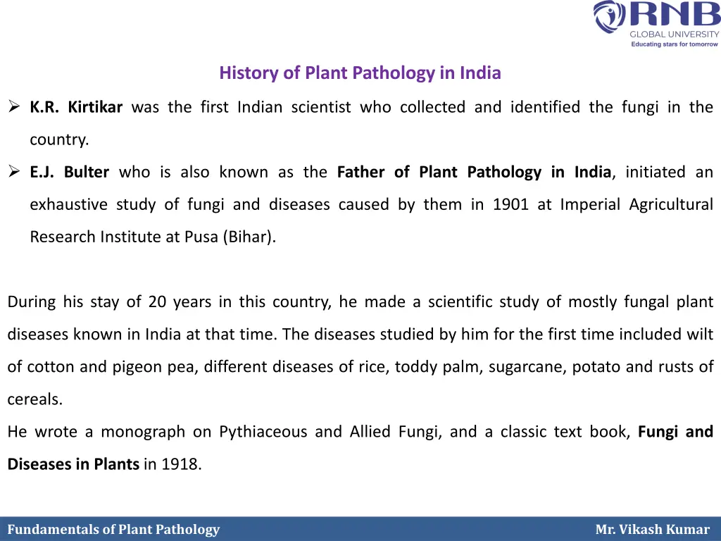 history of plant pathology in india