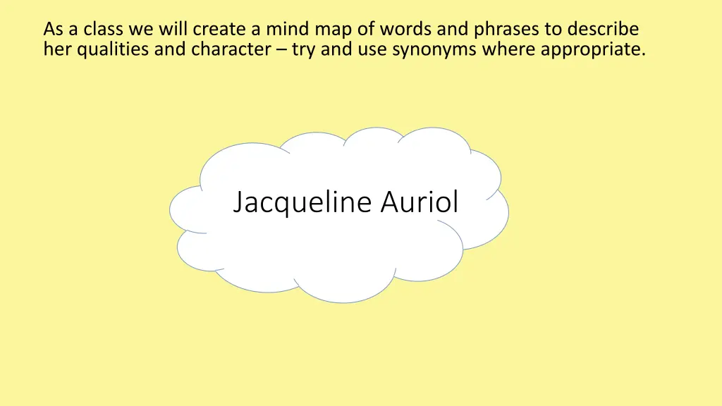 as a class we will create a mind map of words