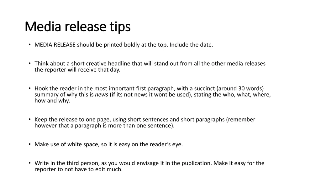 media release tips media release tips