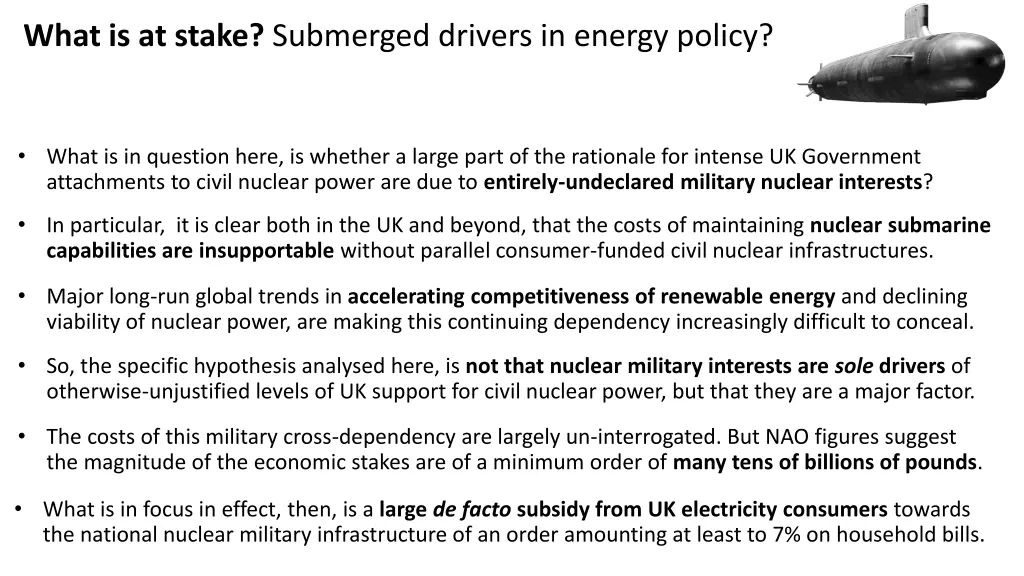 what is at stake submerged drivers in energy