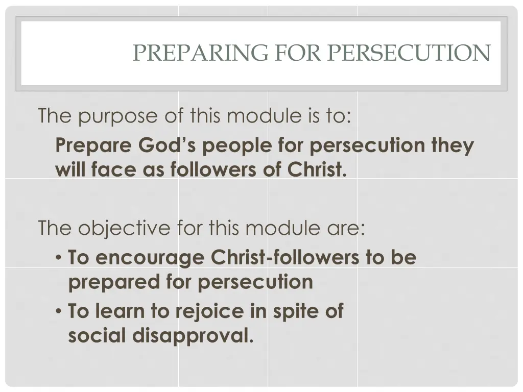 preparing for persecution 1