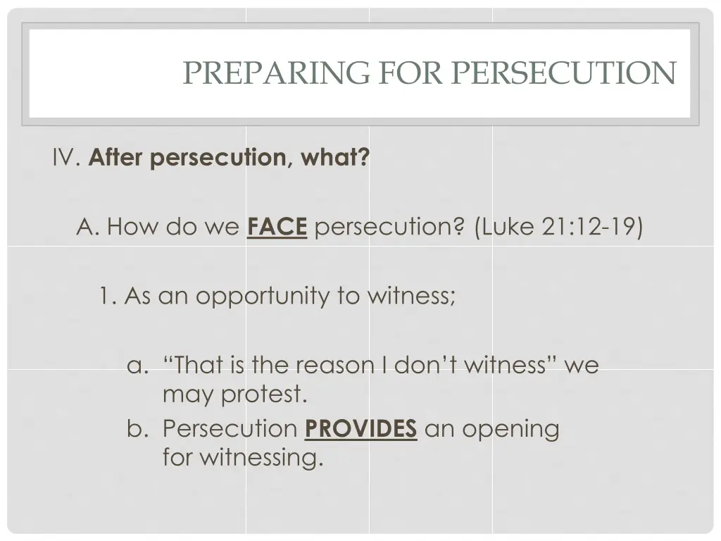 preparing for persecution 12