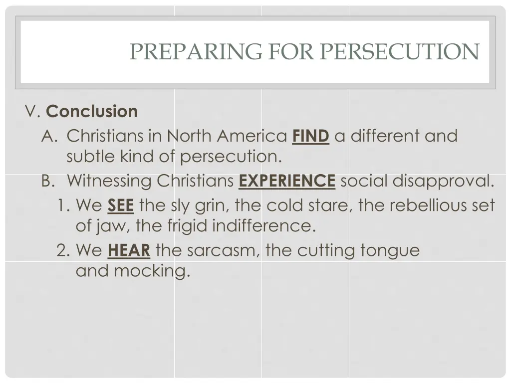 preparing for persecution 20